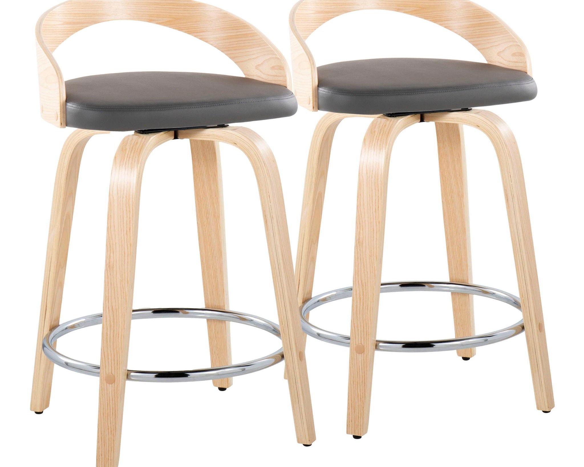 Grotto - Contemporary Fixed Height Counter Stool & Swivel, Round Footrest (Set of 2)