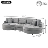 Modern 3 Seater Upholstered Sofa With Curved Design