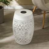 Solar Side Table with Built-in Solar Battery (White)