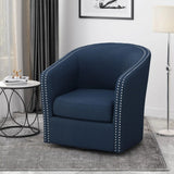 Modern Upholstered Swivel Club Chair With Nailhead Trim