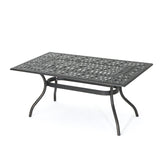 Enchantia Outdoor Rectangular Dining Table with Weave Tabletop and Flared Legs - Copper