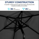 Umbrella With Crank Lift & Tilt, UV-Resistant Canopy For Patio