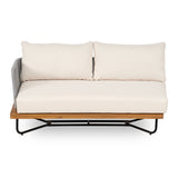 Lucca Outdoor Acacia Wood Rope Woven Sofa Sectional Set with Water-Repellent Cushions