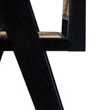 Modern Minimalist Bar Stool With Cane Seat - Black / Natural