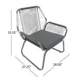 Set of 2 Woven Rattan Outdoor Club Chairs with Cushions