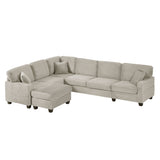 Upholstered U-Shaped Sectional Sofa with Movable Ottoman and Storage Pockets - Multiple Colors