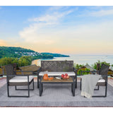 4 Piece Patio Furniture Set With Acacia Wood Table Top