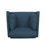 Luminate Upholstered Fabric Club Chair with Tapered Legs and 2 Accent Pillows, Navy Blue