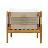Outdoor Acacia Wood Club Chair with Diamond Rope Weave & Cushions, Teak Finish