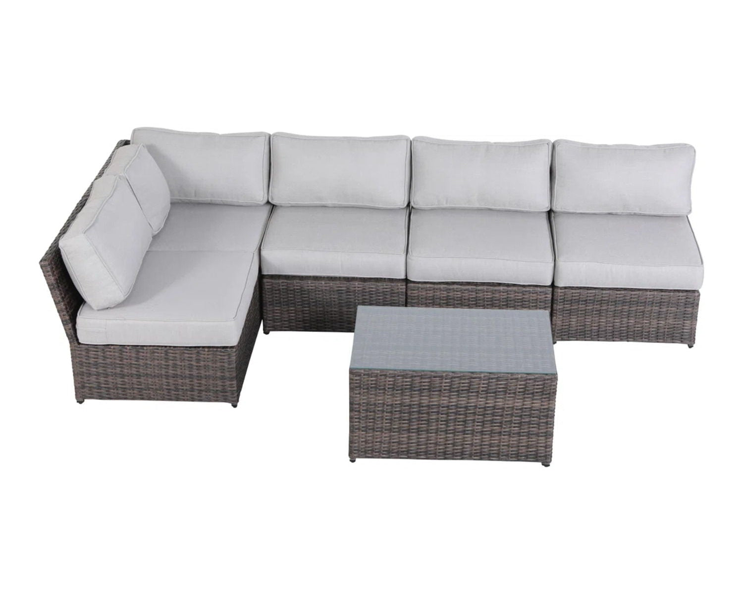 Comfortable Modern Patio Rattan Sectional Set With Cushions