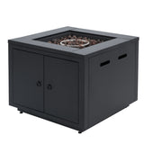 30inch Square  Steel Fire Pit Table, in Black,40000BTU