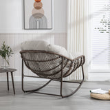 Outdoor Rattan Rocking Chair with Padded Cushion