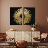 Sunburst Golden Night DIPTYCH - Displayed in a Floating Frame