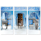 Zebra Blues TRIPTYCH - Premium canvas