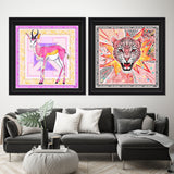 MAGENTA ANIMAL SET - Displayed in a shadowbox