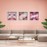 Pink Cube Floral Set of 3 - Displayed in a Shadowbox