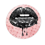 NOIR AND BLUSH LIPS - ROUND ACRYLIC ART