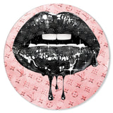 NOIR AND BLUSH LIPS - ROUND ACRYLIC ART