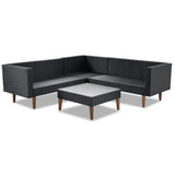 4-Pieces Outdoor Wicker Sofa Set with Colorful Pillows
