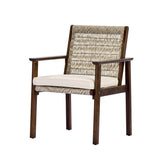 Outdoor Dining Chair Set with Acacia Wood & Wicker Rattan