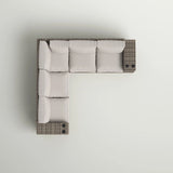 Wide Outdoor Wicker Patio Sectional With Cushions & Reversible Design - Gray