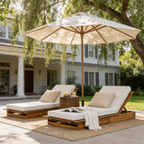 Acacia Wood Chaise Lounge with 4" Thick 3-Fold
