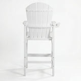 Outdoor Bar Height Adirondack Patio Chair With Cup Holder And Armrests All Weather UV Resistant - White