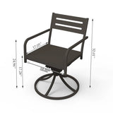 Set of 2 Powder-Coated Steel 360° Swivel Outdoor Dining Chairs with All-Weather Cushions
