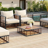 7-Piece Metal Patio Sectional Sofa Set with Water-Resistant Cushions - Modern