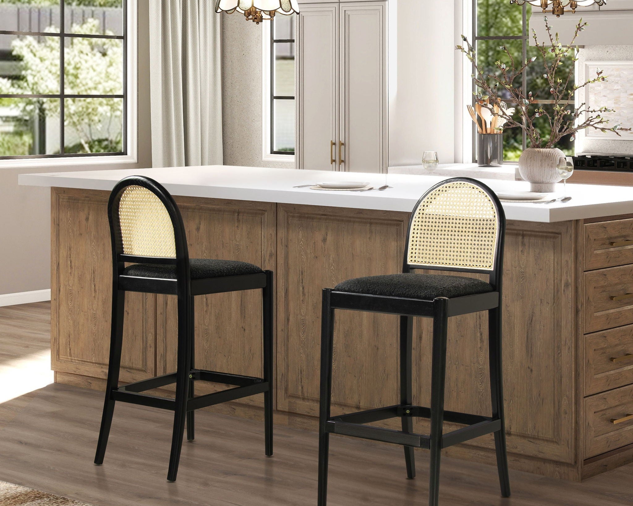 Panama - Curved Back Cane Bar Stool (Set of 2)
