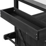 K&K Outdoor Kitchen Island with Rolling Bar Cart and Storage Cabinet