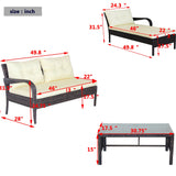 Outdoor Patio Furniture 3-Piece Conversation Set (Beige Cushion)