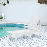 Lounge Chair Outdoor with Wood Texture, HDPE, Adjustable Backrest