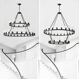 52 Inch Black Wagon Wheel Chandelier, 36-Lights
