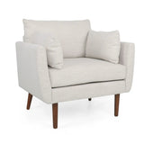 Luminate Upholstered Fabric Club Chair with Tapered Legs and 2 Accent Pillows