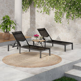 Westport Adjustable Outdoor Chaise Lounge Set of 2 Black Aluminum Frame
