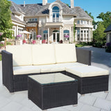 Outdoor 5-Piece PE Rattan Wicker Patio Sofa Set with Coffee Table