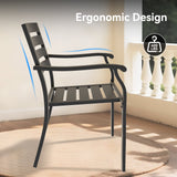 5 Pieces Outdoor Patio Dining Set with Stackable Metal Chairs and Round Table