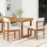 Acacia Wood Outdoor Dining Chair (Set of 2), Teak Finish Wood +