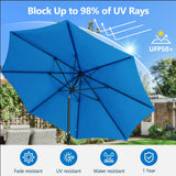 Patio Umbrella With Crank Lift And Tilt, UV-Resistant Canopy