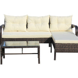 Outdoor Patio Furniture 3-Piece Conversation Set (Beige Cushion)