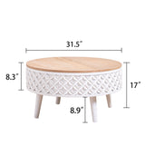 Round Coffee Table with Lift-Top Storage