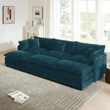 Comfortable Deep Seat Modular 3 Seater Sectional Sofa with Ottomans - Chenille