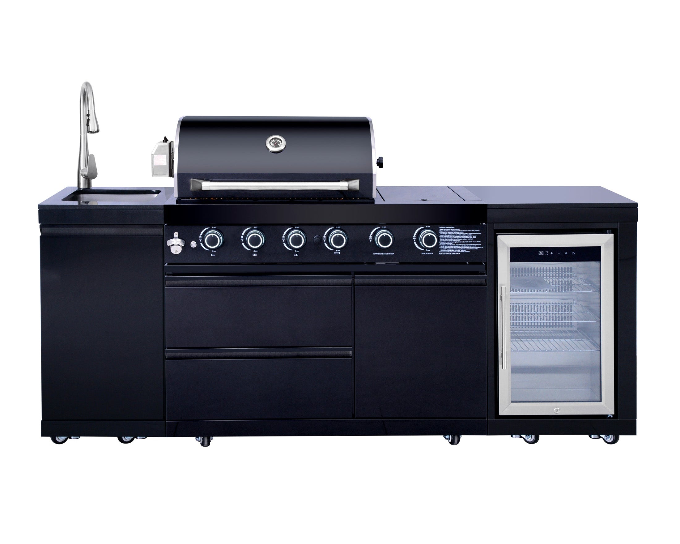 Outdoor Kitchen Island 85.2 Inch 4+1 Burner Propane Gas BBQ Grill 71500 BTU 304 Stainless Steel