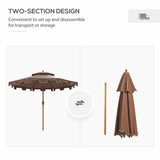 Outsunny 9' Patio Umbrella with Push Button Tilt and Crank