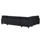 Upholstered U-Shaped Sectional Sofa with Movable Ottoman and Storage Pockets - Multiple Colors