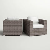 Grade - Club Patio Chair With Sunbrella Cushions (Set of 2) - Gray Mix / White