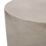 Outdoor Lightweight Concrete Side Table, Light Gray
