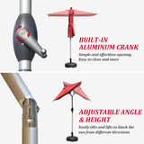 Rectangle Patio Umbrella with Crank Lift and Tilt Function, Brick