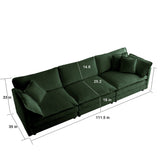 Mid-Century Modern 3-Seater Sofa with Green Chenille Upholstery